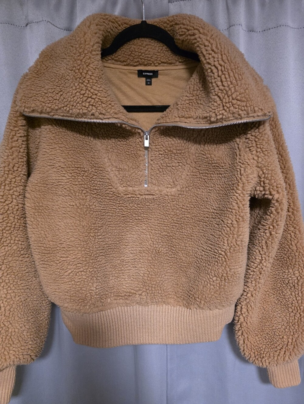 Express Teddy Sherpa Pullover - Camel XS